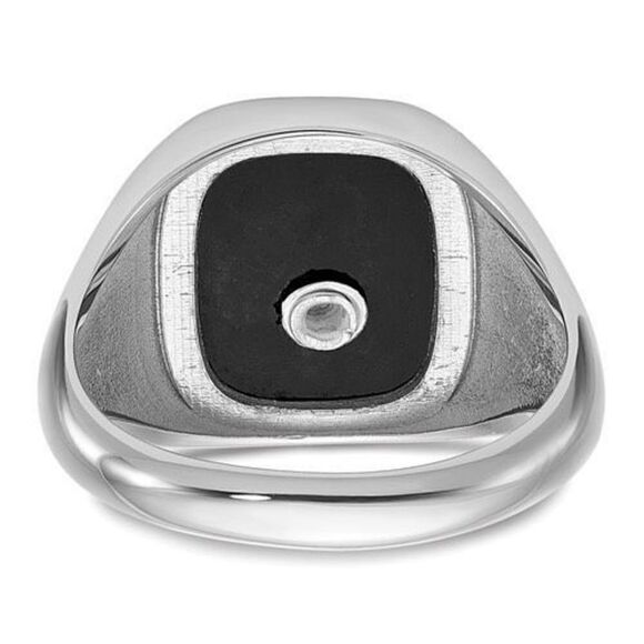 14k White Gold and Onyx Masonic Ring - Picture 5 of 6